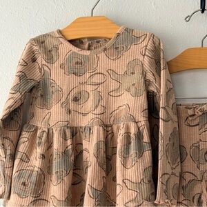 Disney Baby Bambi Ribbed Top & Leggings Set | Size 24M | Neutral Deer Print